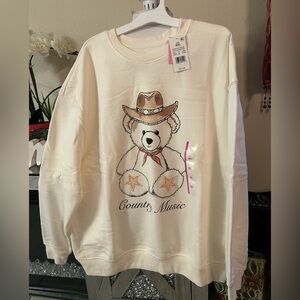 Zoe + Liv Cream Country Music Bear Sweatshirt